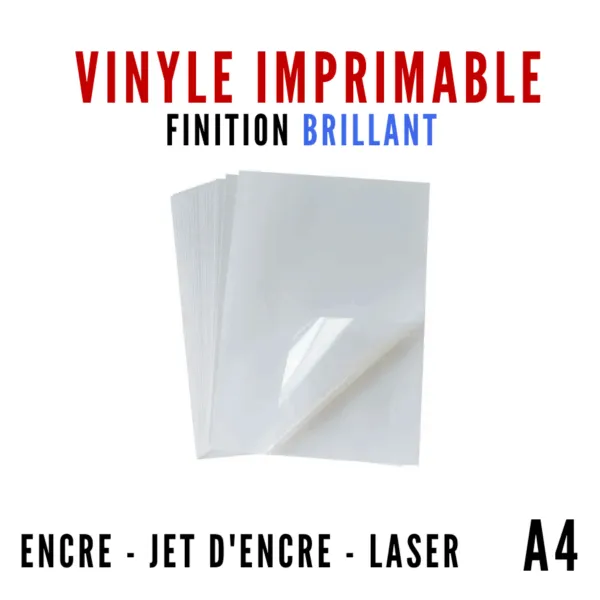 PAPIER VINYLE IMPRIMABLE BRILLANT - JET D'ENCRE A4
