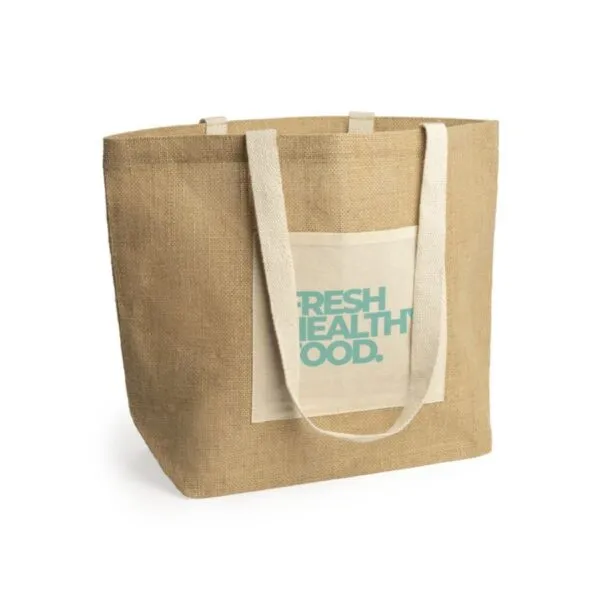 Sac Gavia en jute & coton naturel 48cm x 35cm – Image 3